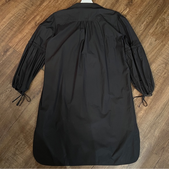 Max Mara Fedora Cotton Poplin Shirt Dress Black Tassel Tie Sleeve Size 12 - Picture 7 of 9